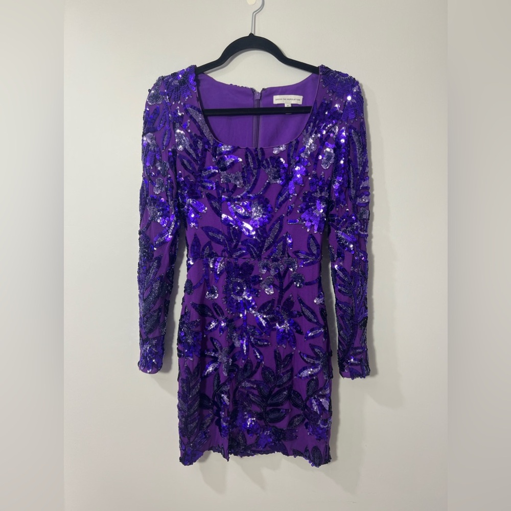 Dress The Population Purple Mini Sequin Dress